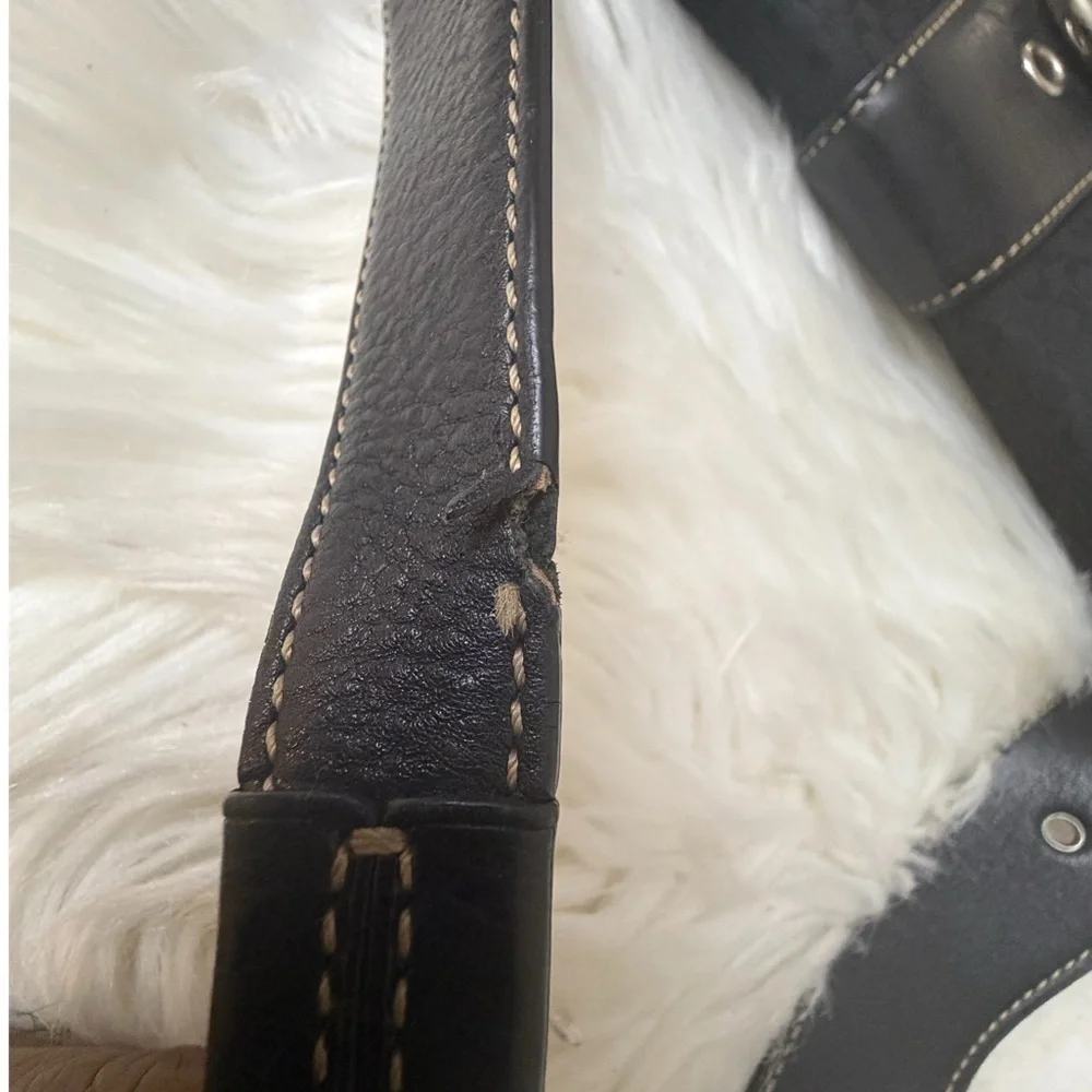 VTG Coach 6818 Soho Demi Shoulder Bag Black Signature C Jacquard Canvas Leather